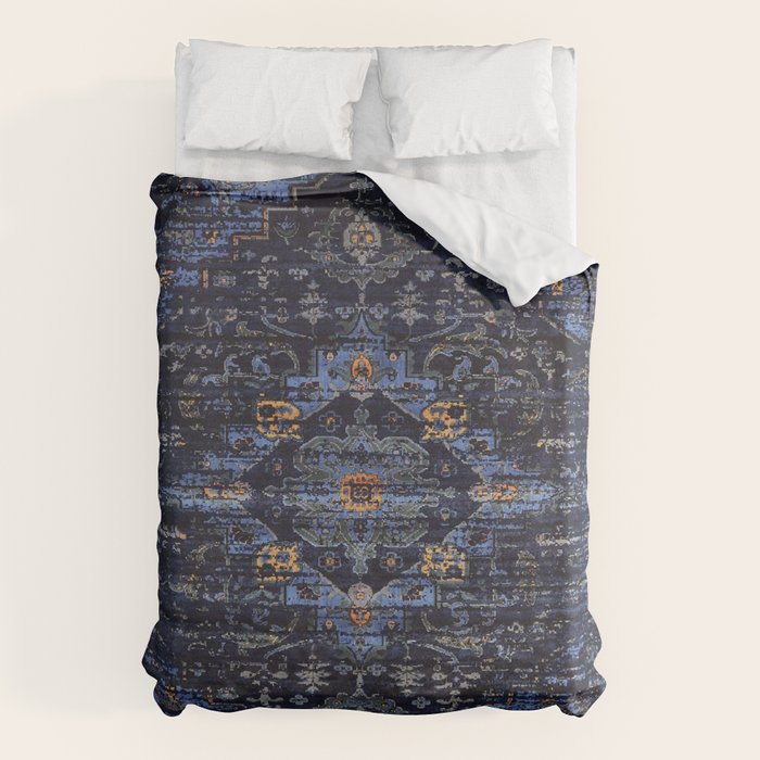 Dark Vintage Traditional Oriental Rug Duvet Cover Gallery Image 6