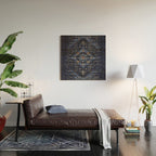 Dark Vintage Traditional Oriental Rug Wood Wall Art Gallery Image 2