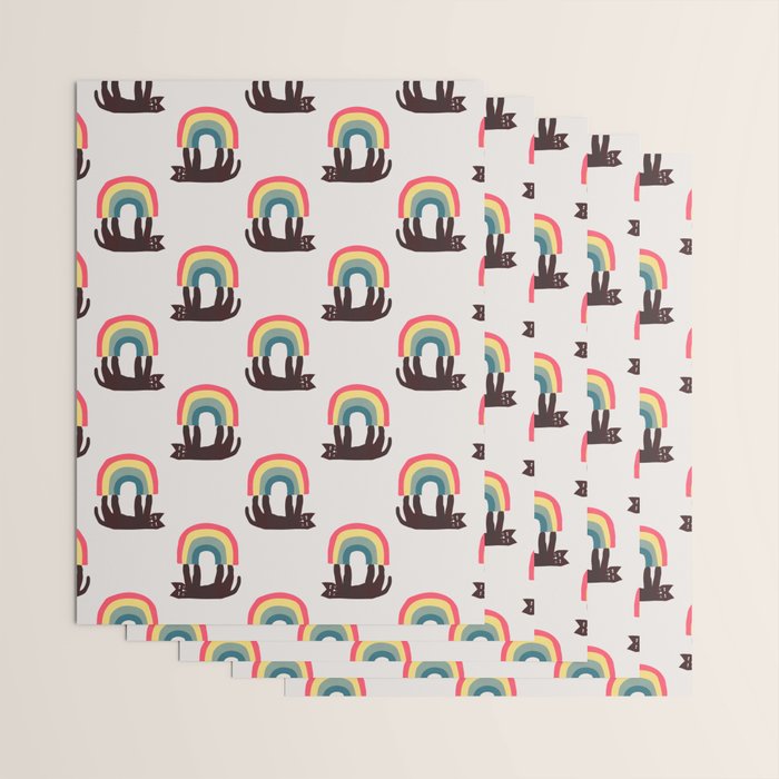 Cat with rainbow Wrapping Paper Gallery Image 3
