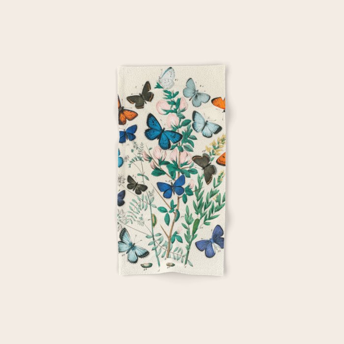 Vintage Scientific Illustration Butterfly Botanical Floral Lithograph Encyclopaedia Diagrams  Bath Towel Gallery Image 1