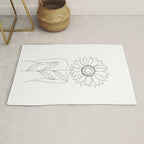Minimalistic Line Art of Woman with Sunflower Rug Gallery Image 1