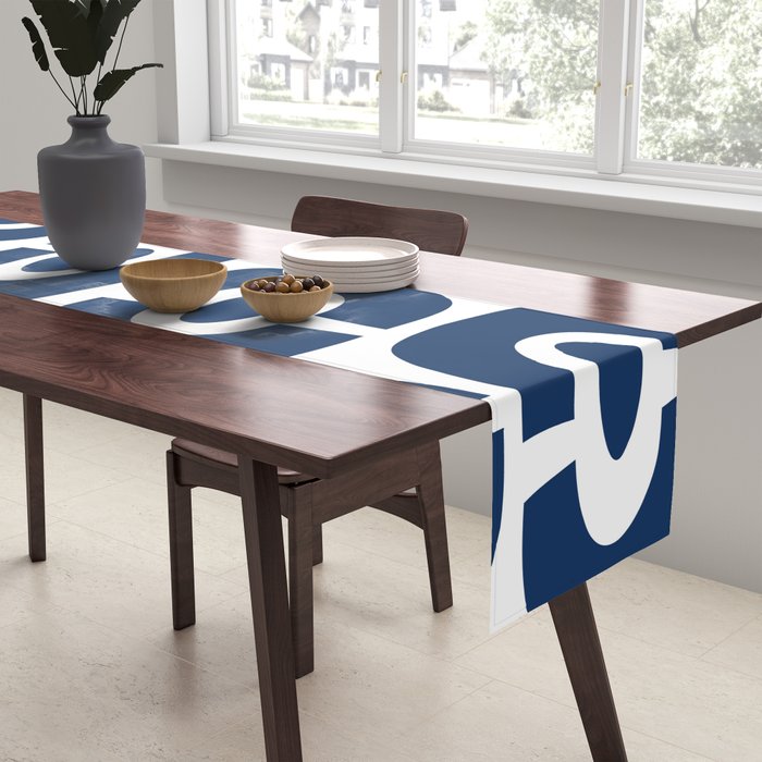 Mid Century Modern Decorating 241 Navy Blue Table Runner Gallery Image 2