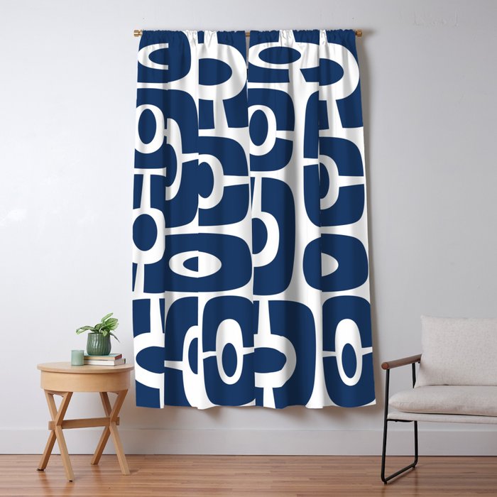 Mid Century Modern Decorating 241 Navy Blue Window Curtain Gallery Image 1