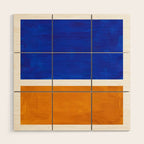 Phthalo Blue Yellow Ochre Mid Century Modern Abstract Minimalist Rothko Color Field Squares Wood Wall Art Gallery Image 1