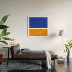 Phthalo Blue Yellow Ochre Mid Century Modern Abstract Minimalist Rothko Color Field Squares Wood Wall Art Gallery Image 2