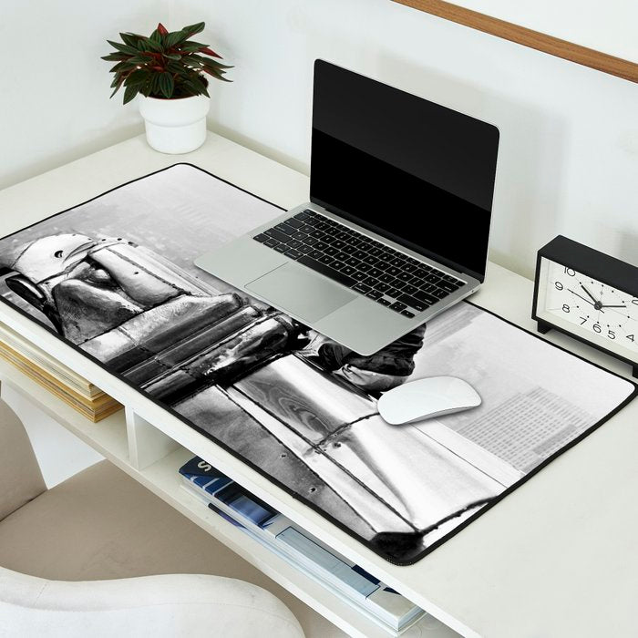 1930 Margaret Bourke-White atop of the world New York City skyline black and white photograph Desk Mat Gallery Image 2