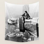 1930 Margaret Bourke-White atop of the world New York City skyline black and white photograph Wall Tapestry Gallery Image 4