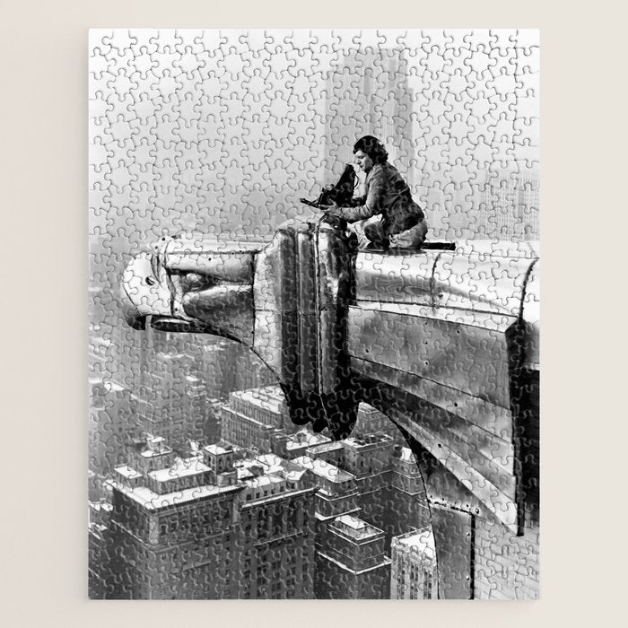 1930 Margaret Bourke-White atop of the world New York City skyline black and white photograph Jigsaw Puzzle Gallery Image 1