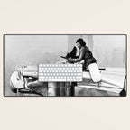 1930 Margaret Bourke-White atop of the world New York City skyline black and white photograph Desk Mat Gallery Image 1