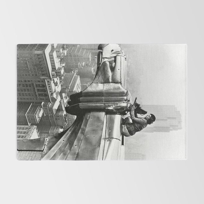 1930 Margaret Bourke-White atop of the world New York City skyline black and white photograph Rug Gallery Image 2