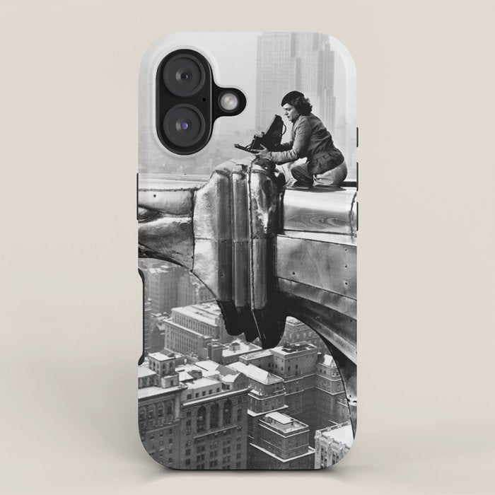 1930 Margaret Bourke-White atop of the world New York City skyline black and white photograph iPhone Case Gallery Image 1