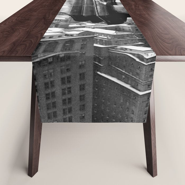 1930 Margaret Bourke-White atop of the world New York City skyline black and white photograph Table Runner Gallery Image 1