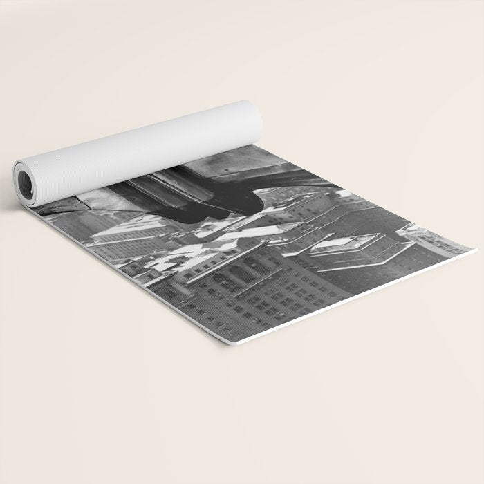 1930 Margaret Bourke-White atop of the world New York City skyline black and white photograph Yoga Mat Gallery Image 2