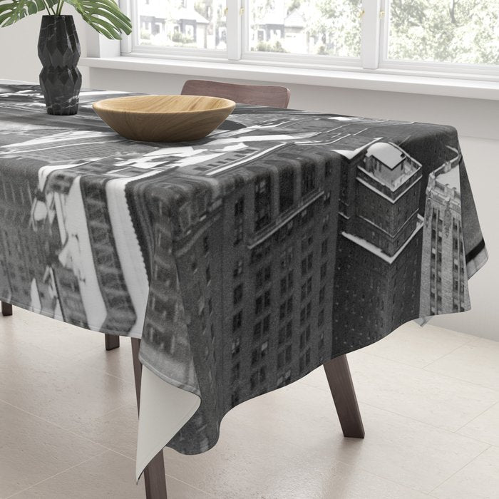 1930 Margaret Bourke-White atop of the world New York City skyline black and white photograph Tablecloth Gallery Image 3