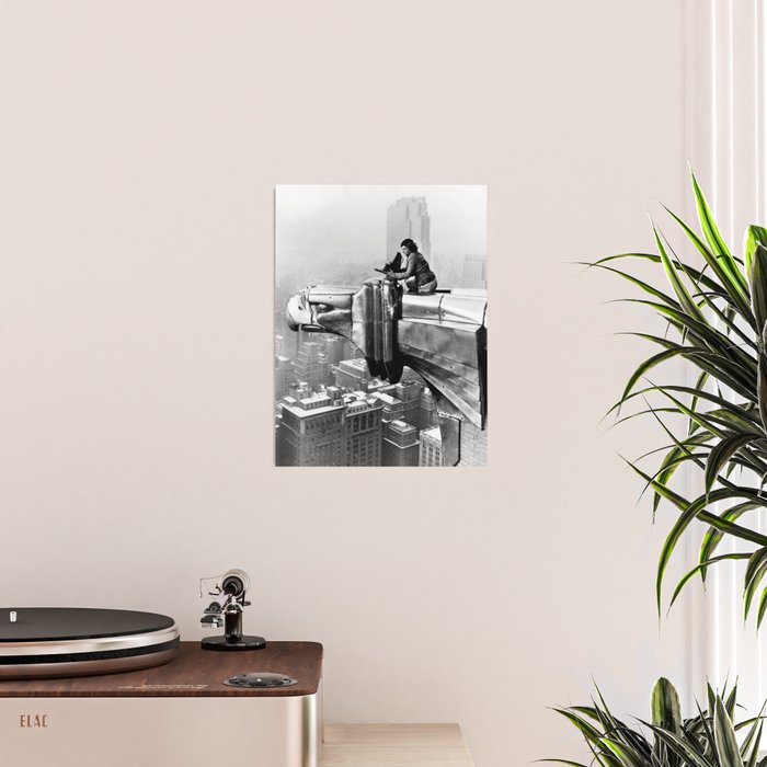 1930 Margaret Bourke-White atop of the world New York City skyline black and white photograph Poster Gallery Image 2
