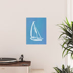 Sailboat Drawing - Blue  Poster Gallery Image 2