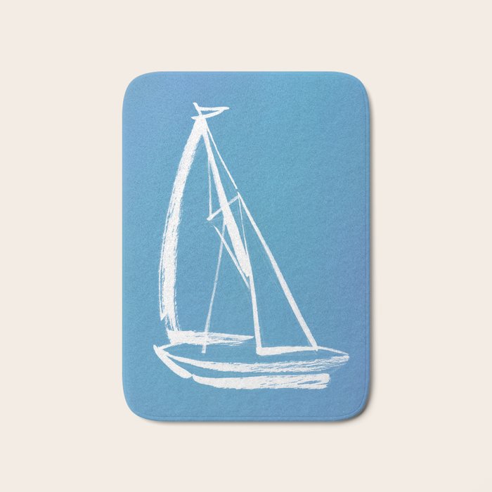 Sailboat Drawing - Blue  Bath Mat Gallery Image 1