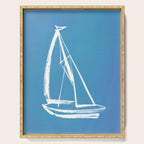 Sailboat Drawing - Blue  Serving Tray Gallery Image 1