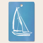 Sailboat Drawing - Blue  Cutting Board Gallery Image 1