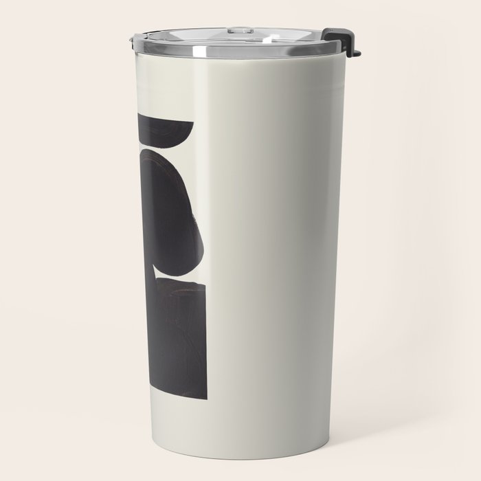 Black & White Minimalist Abstract Shapes Patterns Black Ink Painting Travel Mug Gallery Image 2
