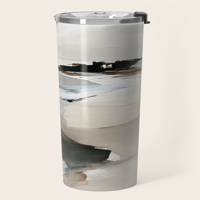 Neutral Coastal Seascape Minimal Landscape Travel Mug Gallery Image 2