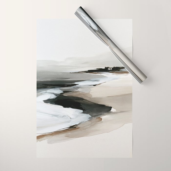 Neutral Coastal Seascape Minimal Landscape Wrapping Paper Gallery Image 1
