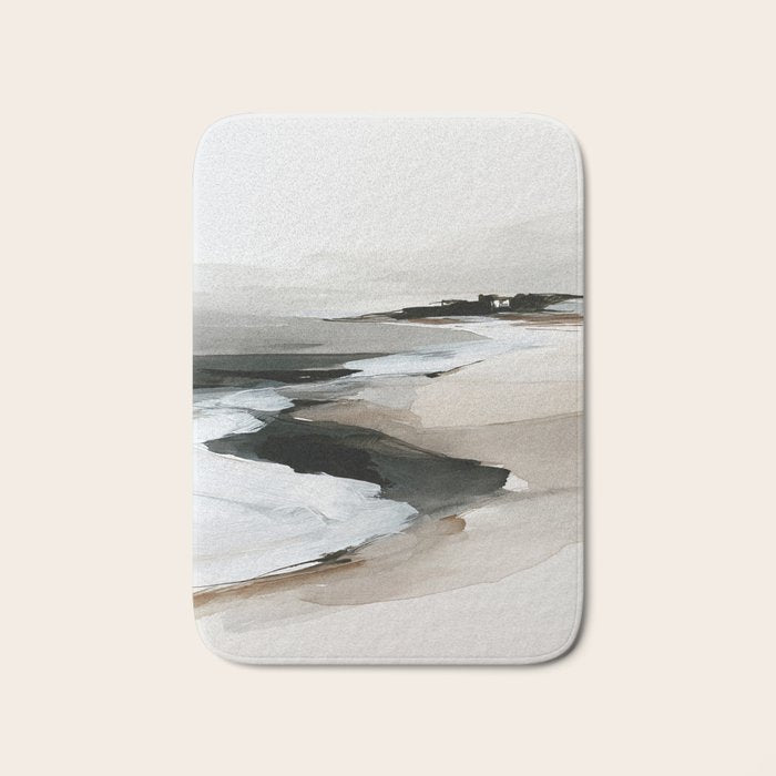 Neutral Coastal Seascape Minimal Landscape Bath Mat Gallery Image 1