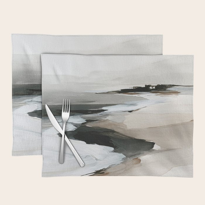 Neutral Coastal Seascape Minimal Landscape Placemat Gallery Image 1
