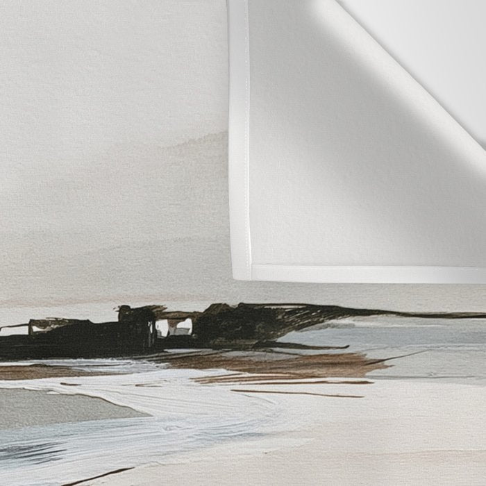 Neutral Coastal Seascape Minimal Landscape Wall Tapestry Gallery Image 3