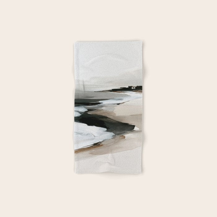 Neutral Coastal Seascape Minimal Landscape Bath Towel Gallery Image 1