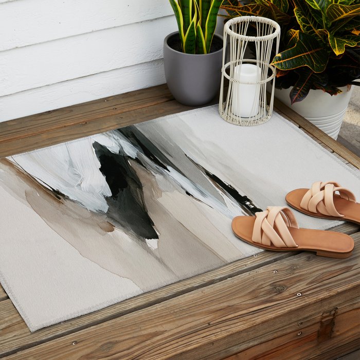 Neutral Coastal Seascape Minimal Landscape Outdoor Rug Gallery Image 2
