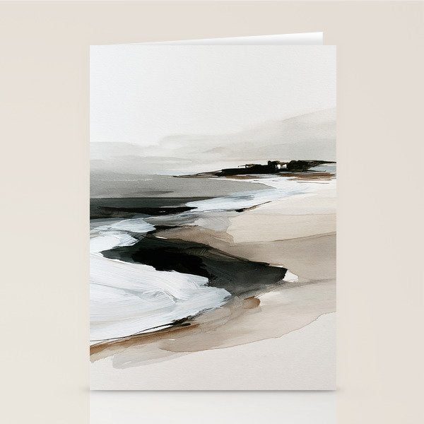 Neutral Coastal Seascape Minimal Landscape Stationery Card Gallery Image 2