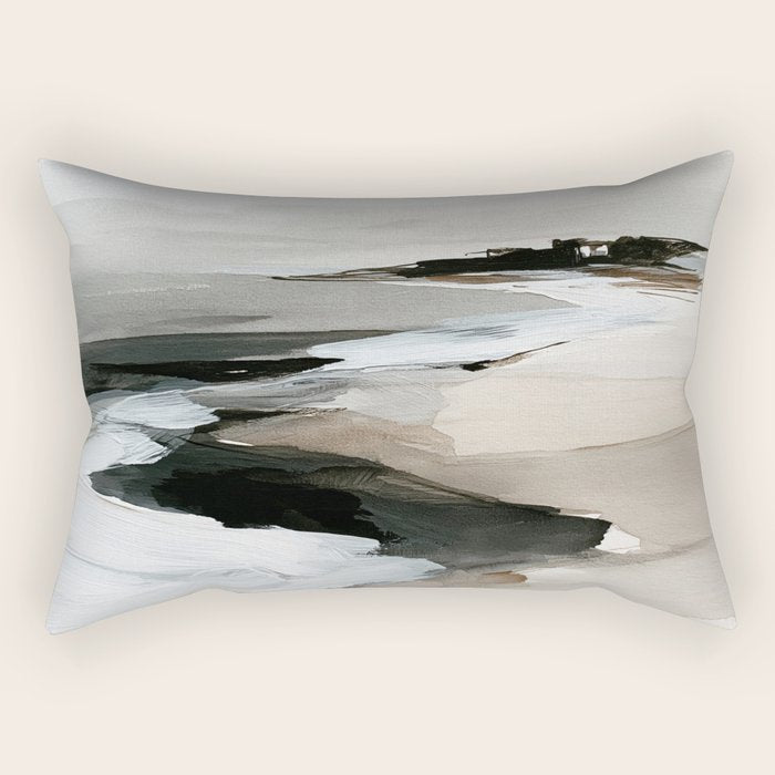 Neutral Coastal Seascape Minimal Landscape Rectangular Pillow Gallery Image 2