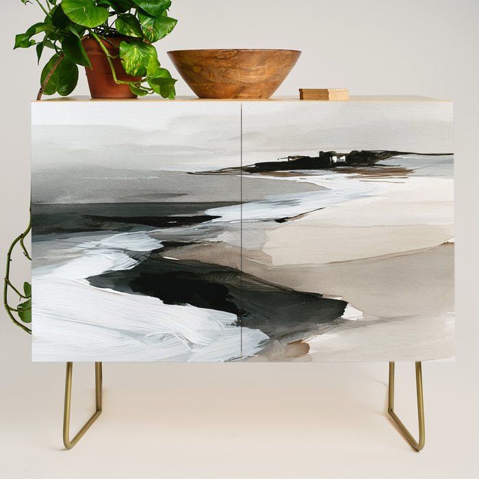 Neutral Coastal Seascape Minimal Landscape Credenza Gallery Image 1