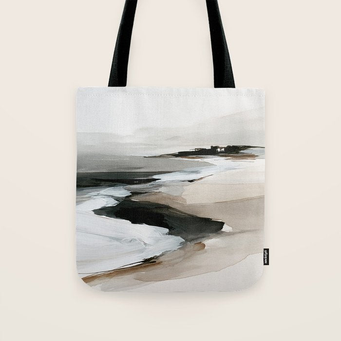 Neutral Coastal Seascape Minimal Landscape Tote Bag Gallery Image 1
