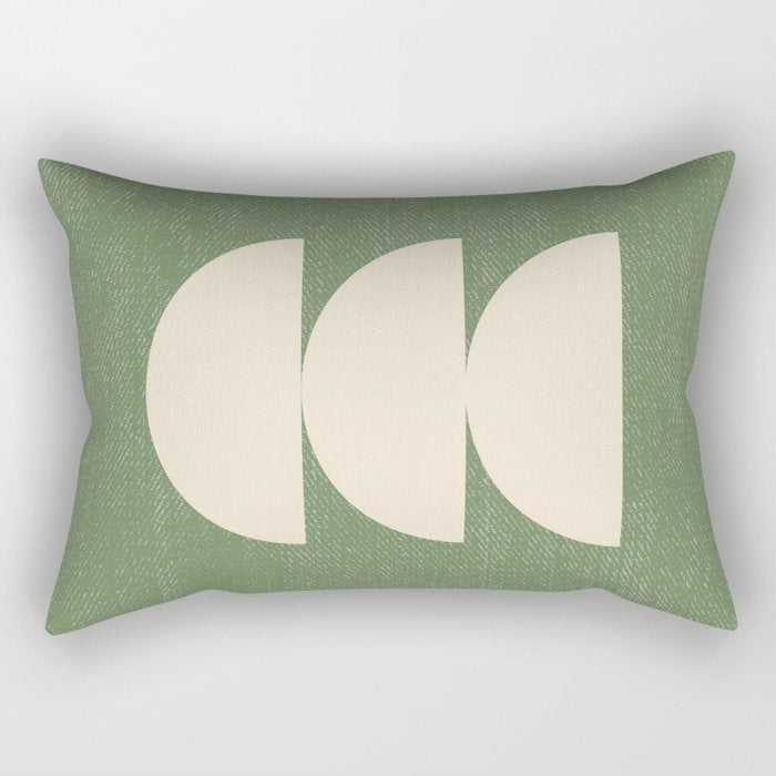 Half Circle 3 - Green Texture Rectangular Pillow Gallery Image 1