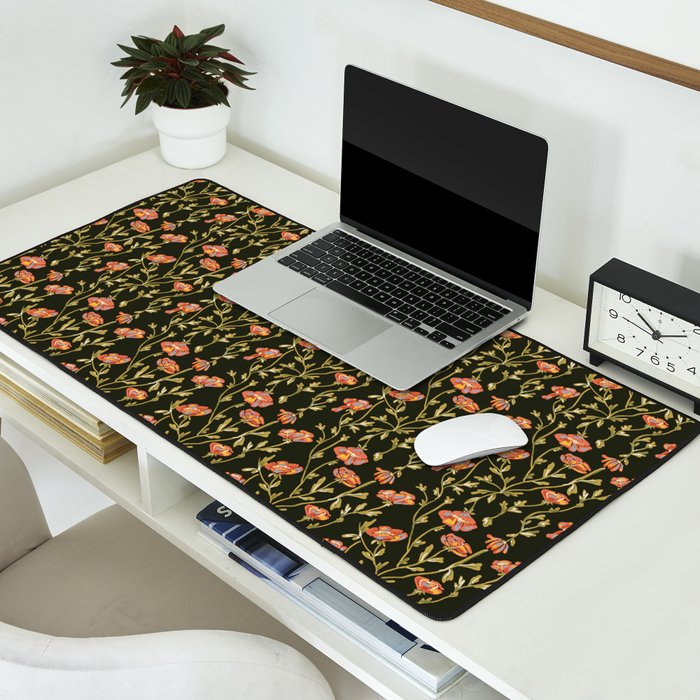 Dark Botanical Pattern Desk Mat Gallery Image 2
