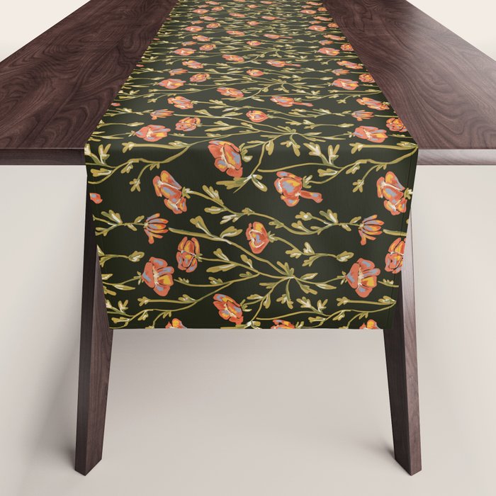 Dark Botanical Pattern Table Runner Gallery Image 1