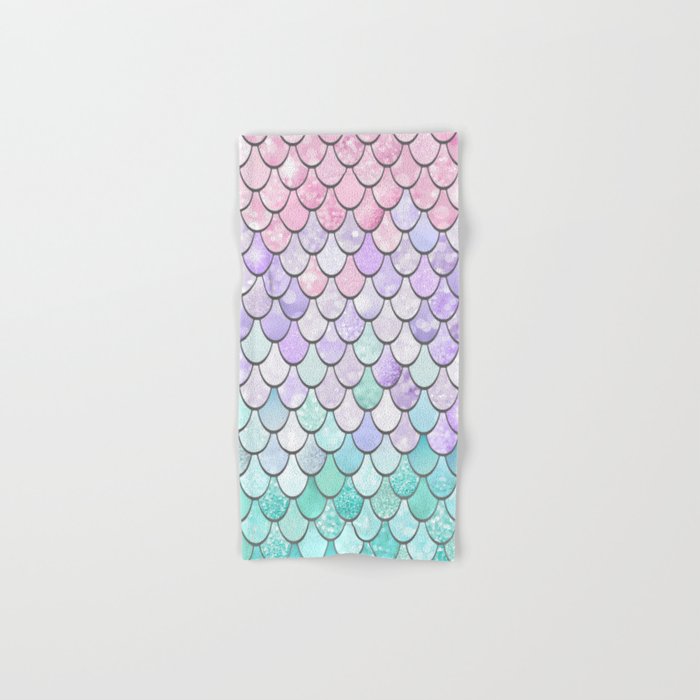 Cute Mermaid Pattern, Pink, Purple, Teal, Pastel Aesthetics Towels Gallery Image 1