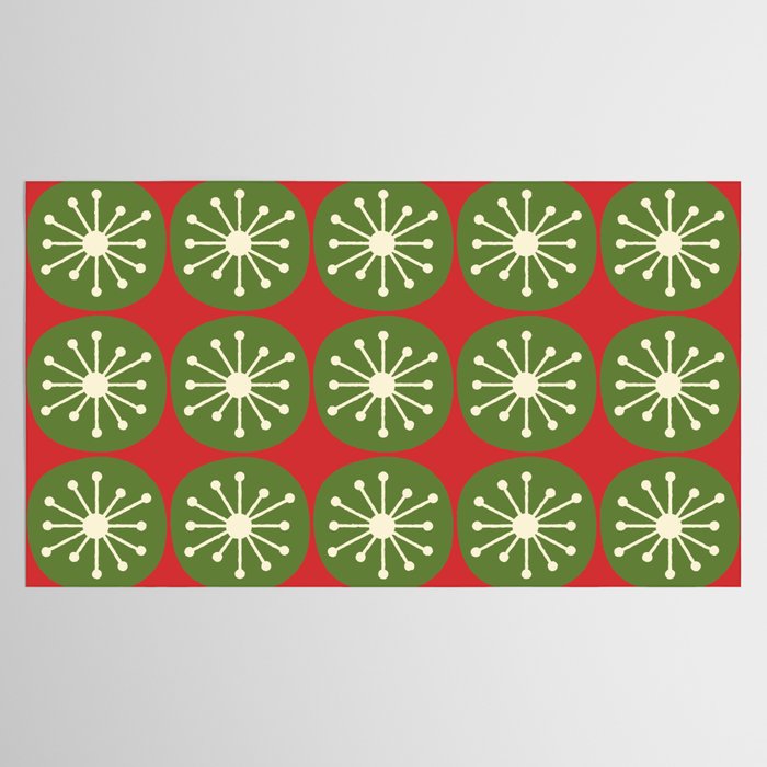 Mid Century Modern Atomic Dots Retro Christmas Pattern Tablecloth Gallery Image 2