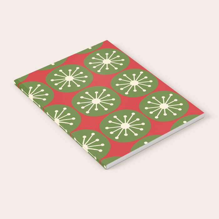 Mid Century Modern Atomic Dots Retro Christmas Pattern Notebook Gallery Image 2