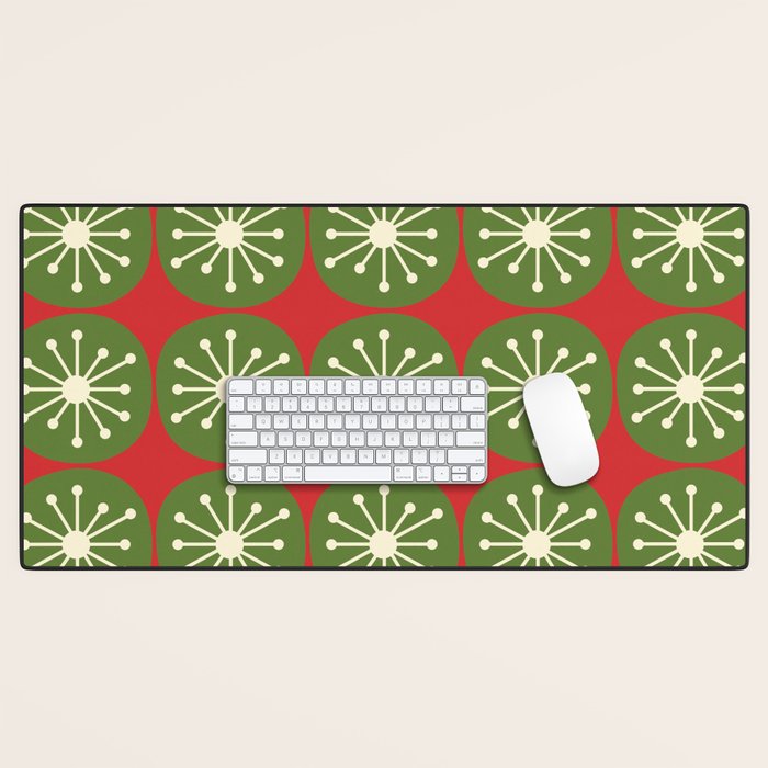 Mid Century Modern Atomic Dots Retro Christmas Pattern Desk Mat Gallery Image 1