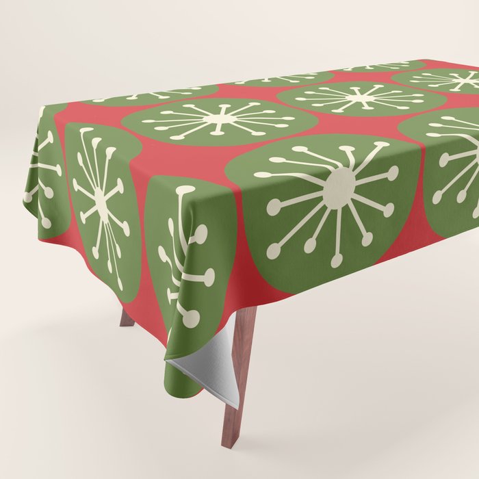 Mid Century Modern Atomic Dots Retro Christmas Pattern Tablecloth Gallery Image 1