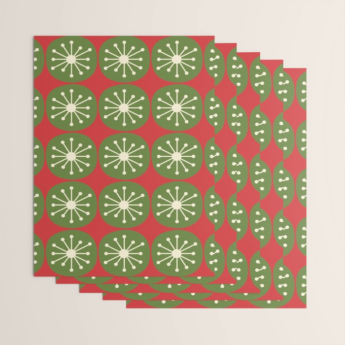 Mid Century Modern Atomic Dots Retro Christmas Pattern Wrapping Paper Gallery Image 3