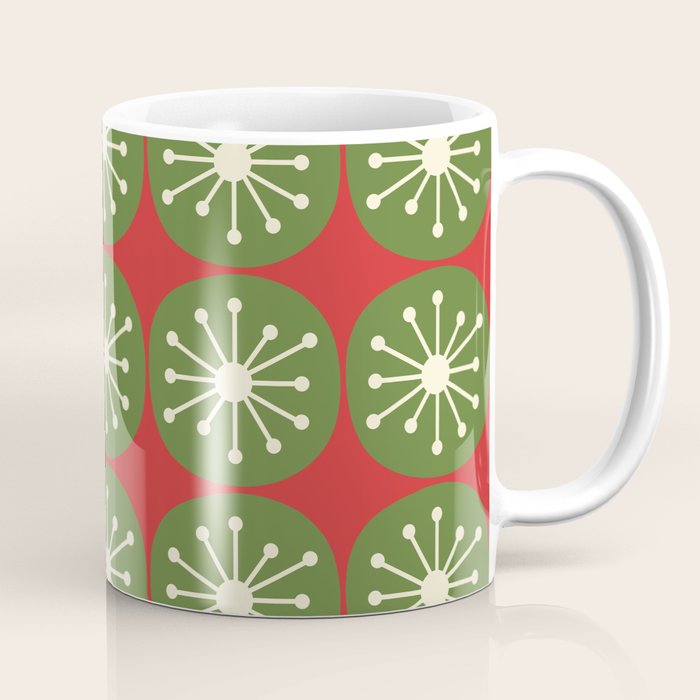 Mid Century Modern Atomic Dots Retro Christmas Pattern Coffee Mug Gallery Image 1