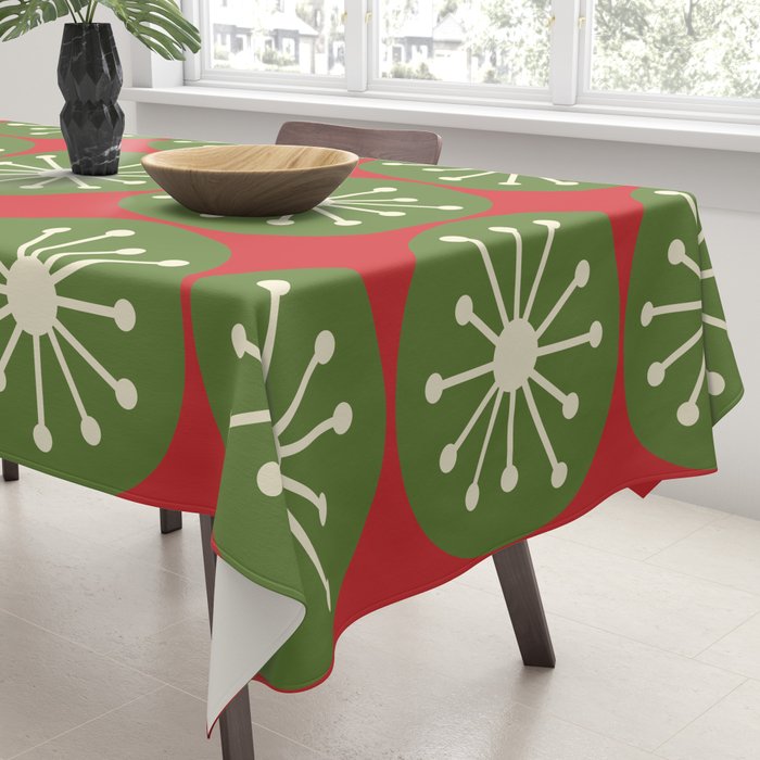 Mid Century Modern Atomic Dots Retro Christmas Pattern Tablecloth Gallery Image 3