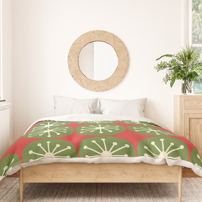 Mid Century Modern Atomic Dots Retro Christmas Pattern Duvet Cover Gallery Image 3