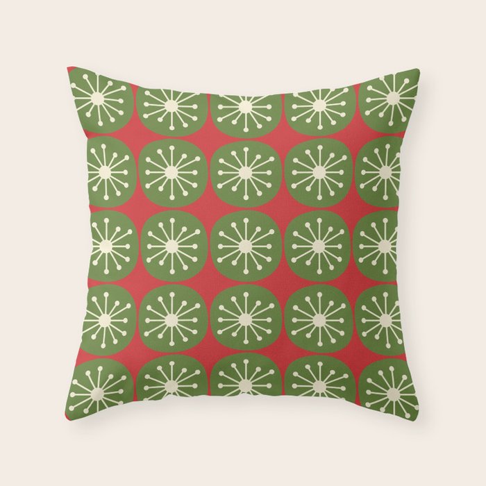 Mid Century Modern Atomic Dots Retro Christmas Pattern Throw Pillow Gallery Image 6
