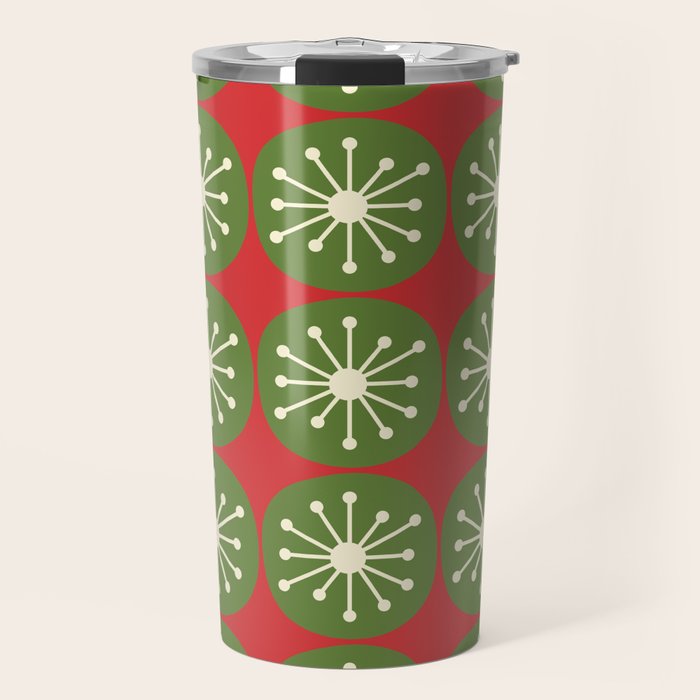 Mid Century Modern Atomic Dots Retro Christmas Pattern Travel Mug Gallery Image 1