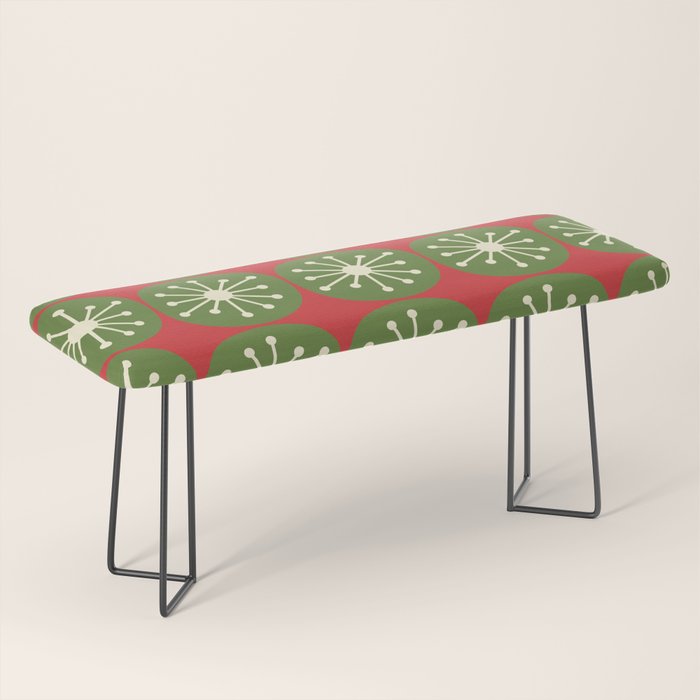 Mid Century Modern Atomic Dots Retro Christmas Pattern Bench Gallery Image 1